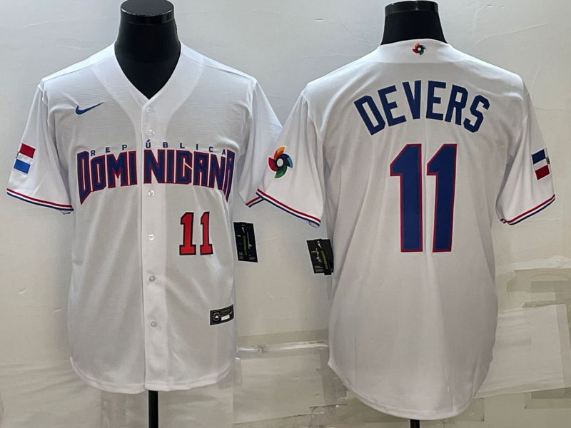 Men 2023 World Cub 11 Devers White Nike MLB Jersey4